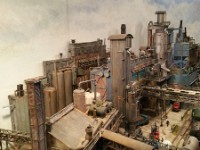 2017-03-10 13.11.59  The diorama is so full of detail it is almost dizzying. Henk tolds us that he actually used photos of old chemical plants to get inspiration and sized it down to make it fit in the space available. Because of the amount of detail the diorama took six years to complete.